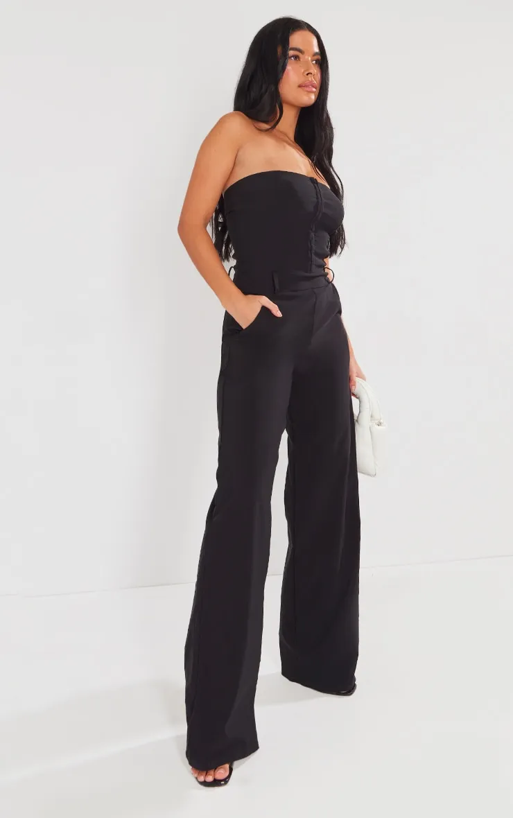 Black Hook And Eye Stretch Woven Jumpsuit sold by Pretty Little Thing product image thumbnail 3