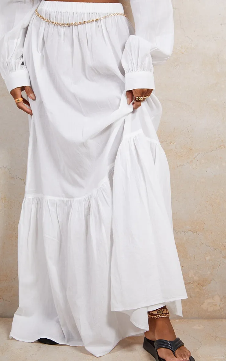White Linen Feel Maxi Skirt sold by Pretty Little Thing product image thumbnail 2
