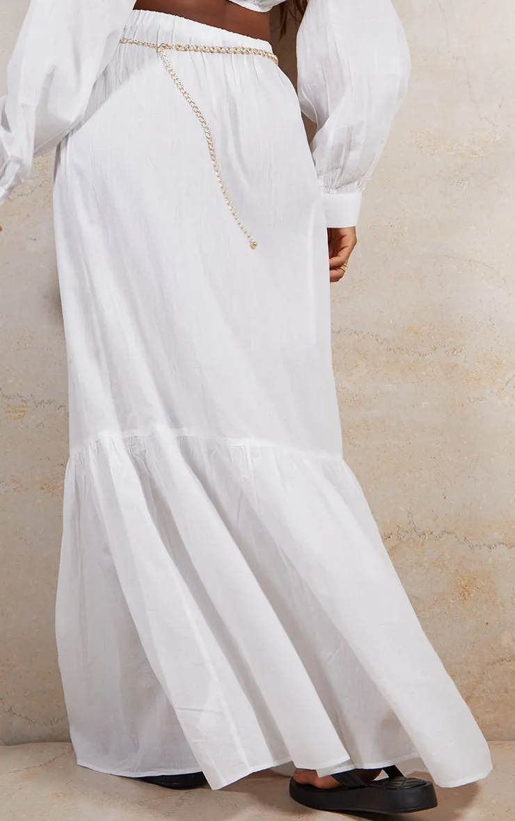 White Linen Feel Maxi Skirt sold by Pretty Little Thing product image thumbnail 3