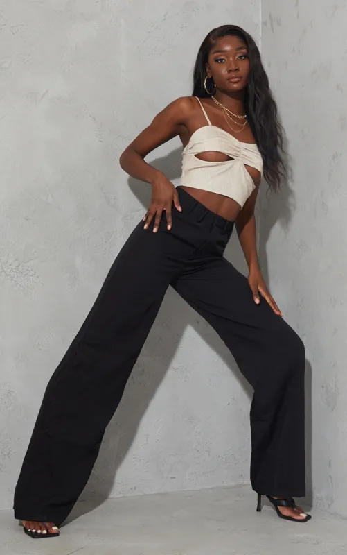 Tall Black Wide Leg Dad Trousers sold by Pretty Little Thing