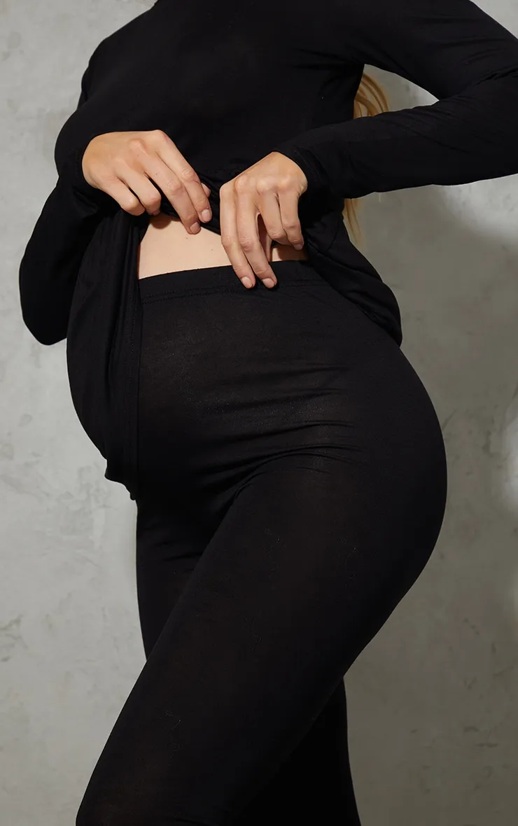 Maternity Black Cotton Leggings sold by Pretty Little Thing product image thumbnail 4