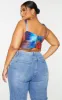 Plus Blue Abstract Print Mesh Layered Corset Top sold by Pretty Little Thing