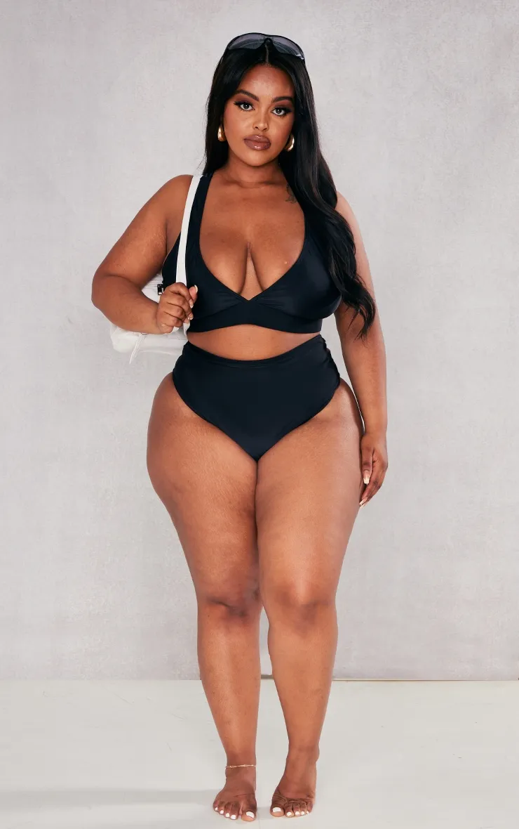 Plus Black Mix & Match Plunge Front Bikini Top sold by Pretty Little Thing product image thumbnail 3