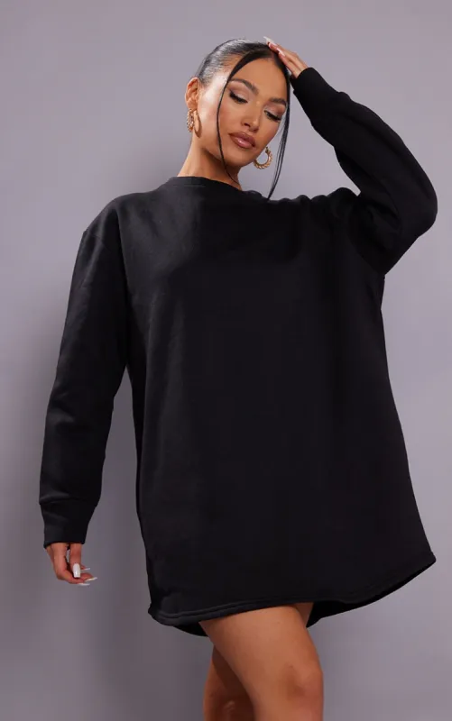 Black Oversized Sweatshirt Jumper Dress made by Pretty Little Thing