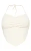 Shape Stone Soft Rib Ruched Front Halterneck Crop Top sold by Pretty Little Thing