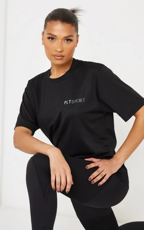 PRETTYLITTLETHING Black Oversized Training T-Shirt sold by Pretty Little Thing