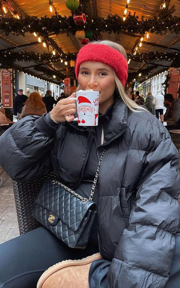 Black Padded Oversized Zip Up Puffer sold by Pretty Little Thing