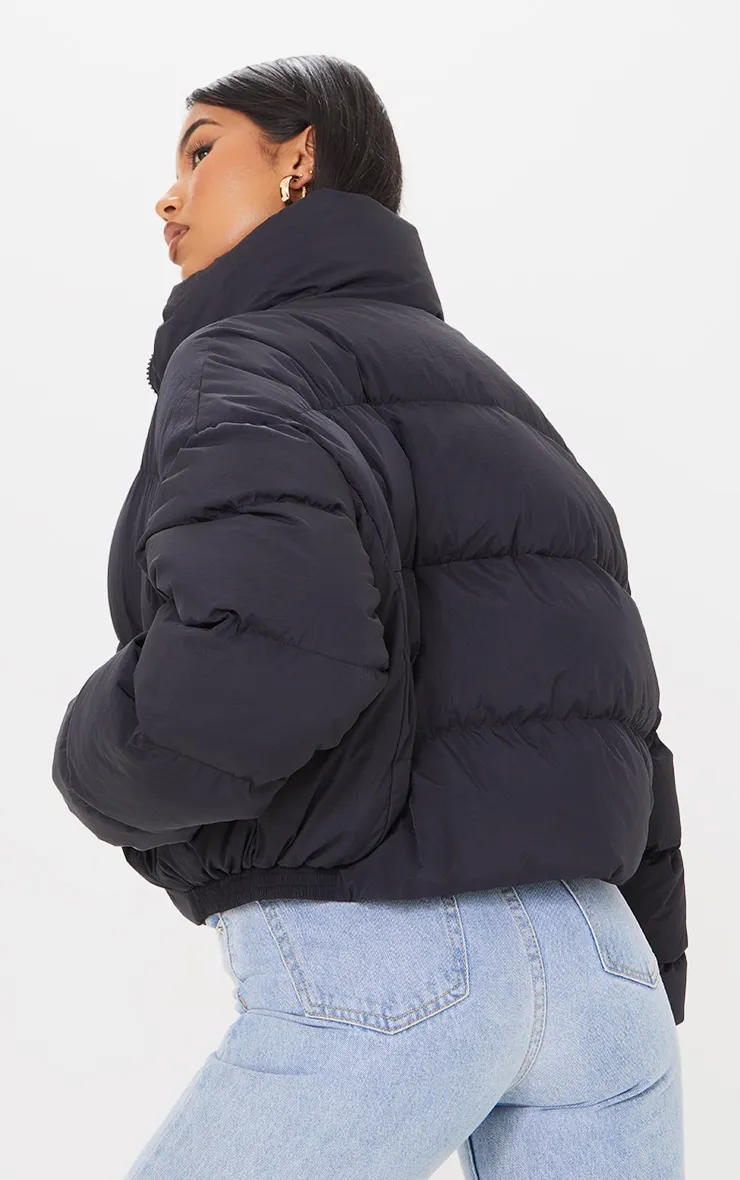 Black Padded Oversized Zip Up Puffer sold by Pretty Little Thing product image thumbnail 2