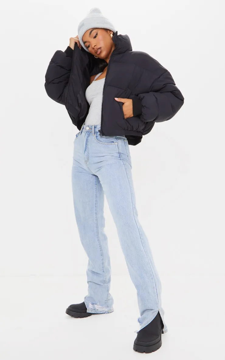 Black Padded Oversized Zip Up Puffer sold by Pretty Little Thing product image thumbnail 3