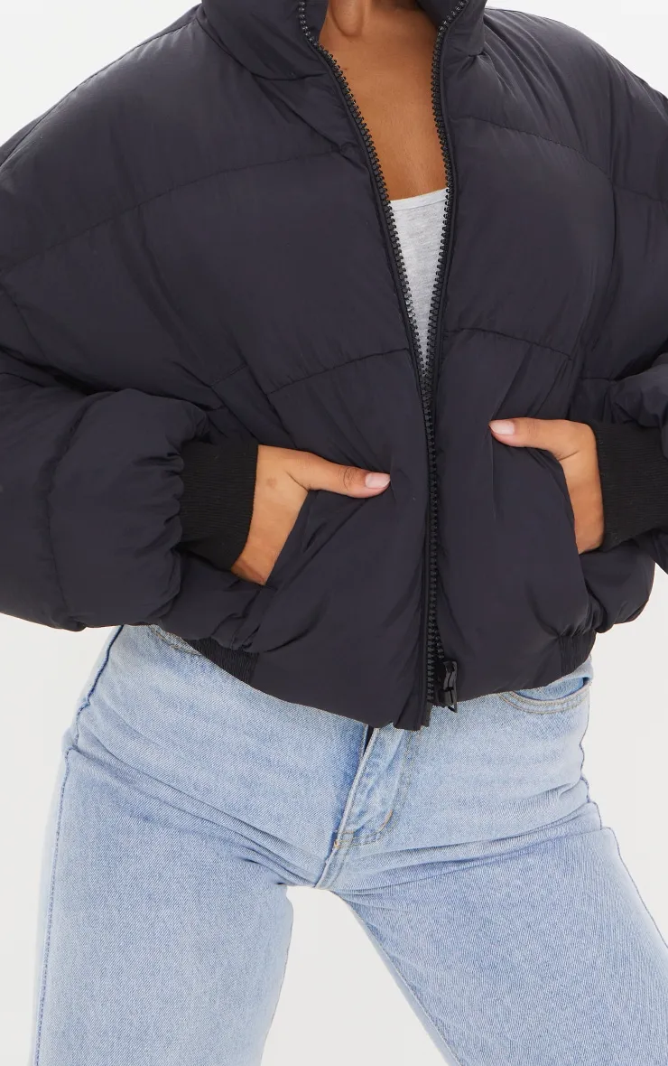 Black Padded Oversized Zip Up Puffer sold by Pretty Little Thing product image thumbnail 4