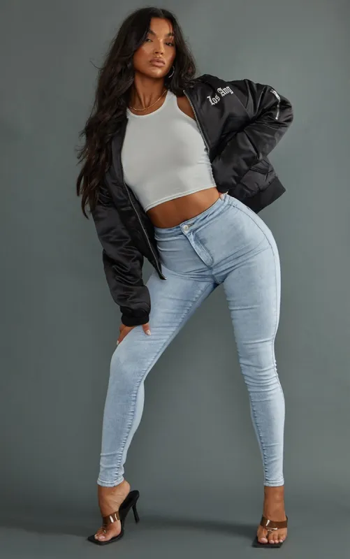 PRETTYLITTLETHING Bleach Wash Skinny Disco Jeans sold by Pretty Little Thing