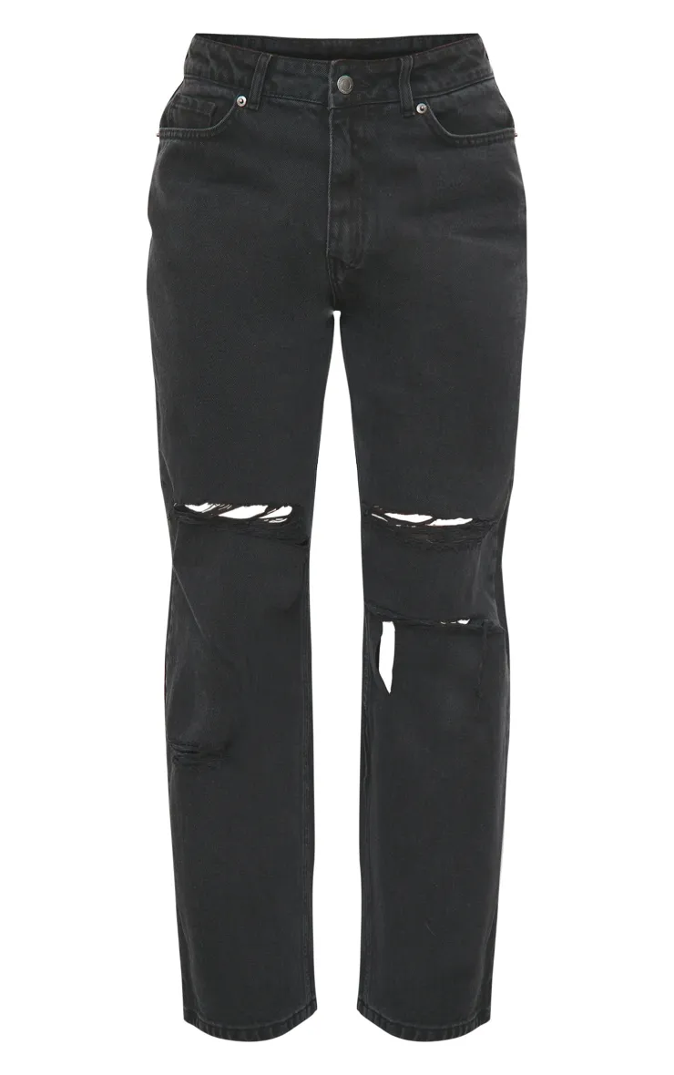 Washed Black Baggy Ripped Low Rise Boyfriend Jeans sold by Pretty Little Thing product image thumbnail 5