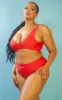 Plus Red Mix & Match High Waist Bikini Bottoms sold by Pretty Little Thing