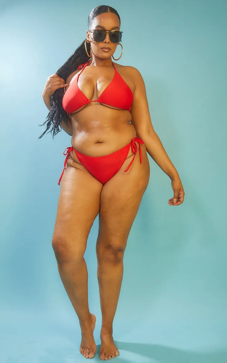 Plus Red Mix & Match Triangle Halter Bikini Top sold by Pretty Little Thing product image thumbnail 3