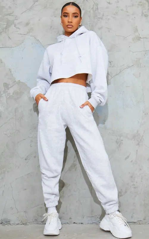 Ash Grey Sweat Cuffed High Waist Joggers sold by Pretty Little Thing