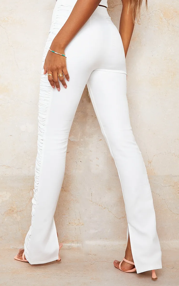 Cream Woven Ruched Panel Straight Leg Trousers sold by Pretty Little Thing product image thumbnail 3