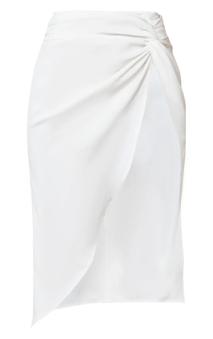 White Woven Knot Waist Split Leg Midaxi Skirt sold by Pretty Little Thing product image thumbnail 5