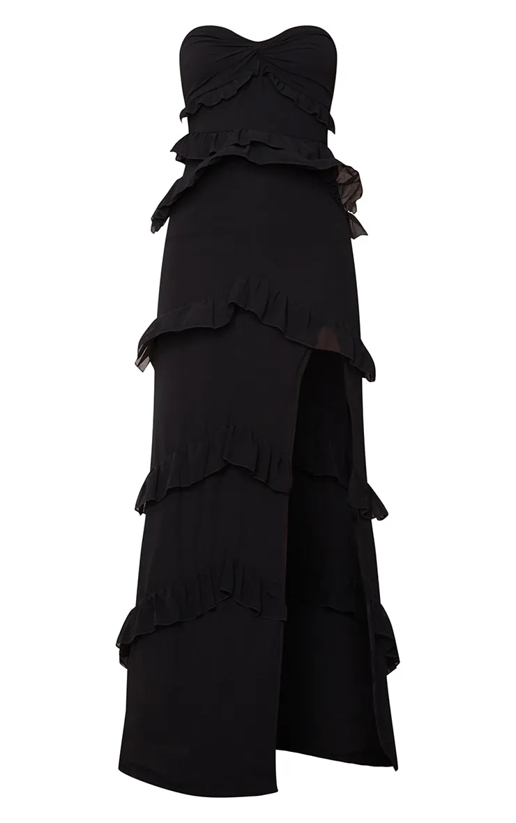 Black Twist Bandeau Tiered Maxi Dress sold by Pretty Little Thing product image thumbnail 5