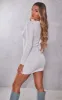Cream Long Sleeve Ribbed Knitted Bodycon Mini Dress sold by Pretty Little Thing