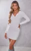 Cream Long Sleeve Ribbed Knitted Bodycon Mini Dress sold by Pretty Little Thing