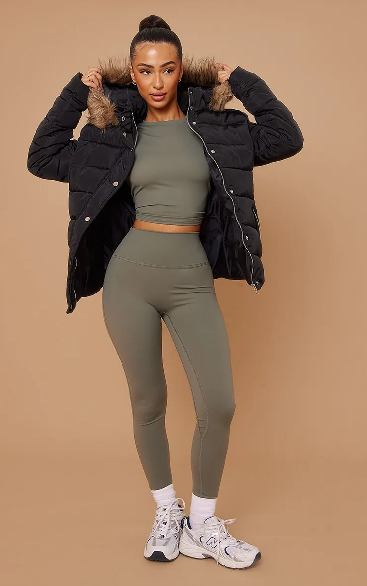 Petite Black Faux Fur Hood Puffer Jacket sold by Pretty Little Thing product image thumbnail 3