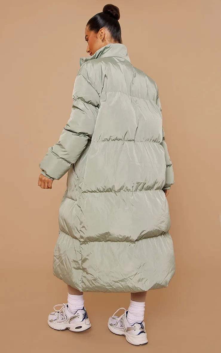 Petite Sage Green Maxi Puffer Coat sold by Pretty Little Thing product image thumbnail 2