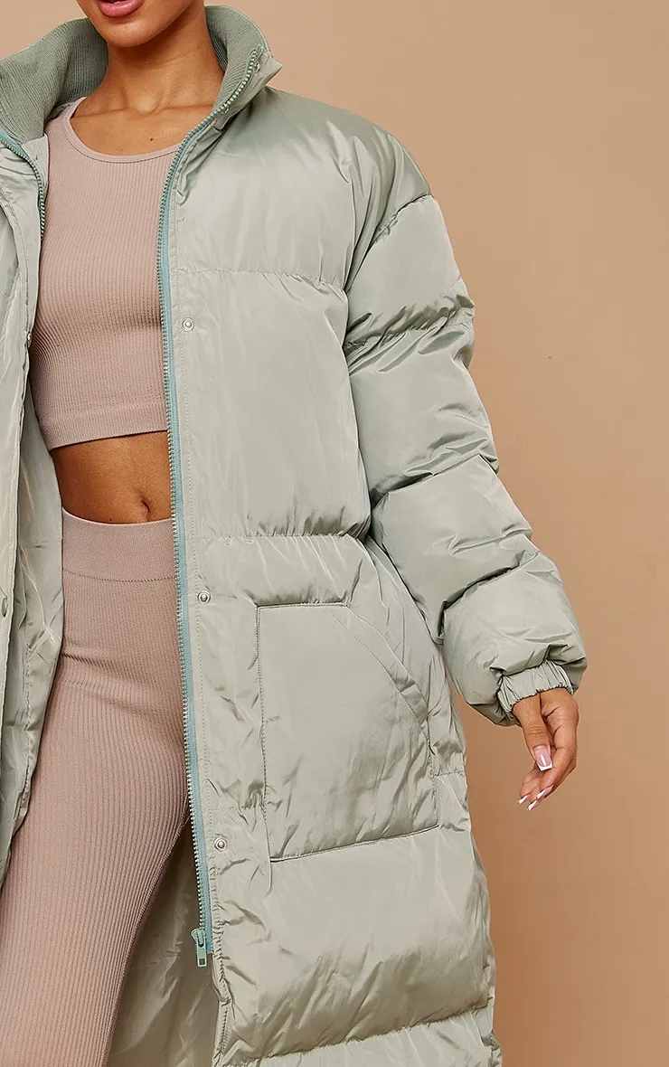 Petite Sage Green Maxi Puffer Coat sold by Pretty Little Thing product image thumbnail 4