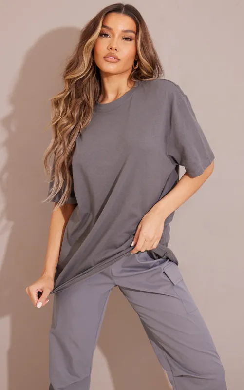 Cotton Charcoal Oversized T-Shirt sold by Pretty Little Thing