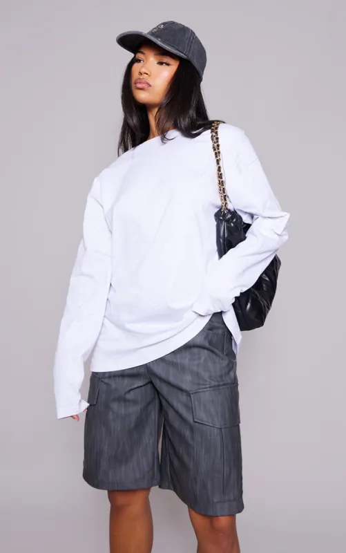 Cotton Grey Marl Oversized Long Sleeve T-Shirt sold by Pretty Little Thing