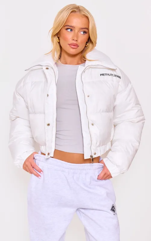 White Cropped Puffer Jacket sold by Pretty Little Thing