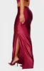 Burgundy Stretch Satin Split Side Maxi Skirt sold by Pretty Little Thing