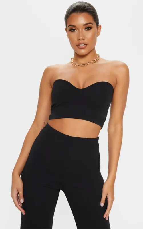 Black Sweetheart Bandeau Crop Top sold by Pretty Little Thing