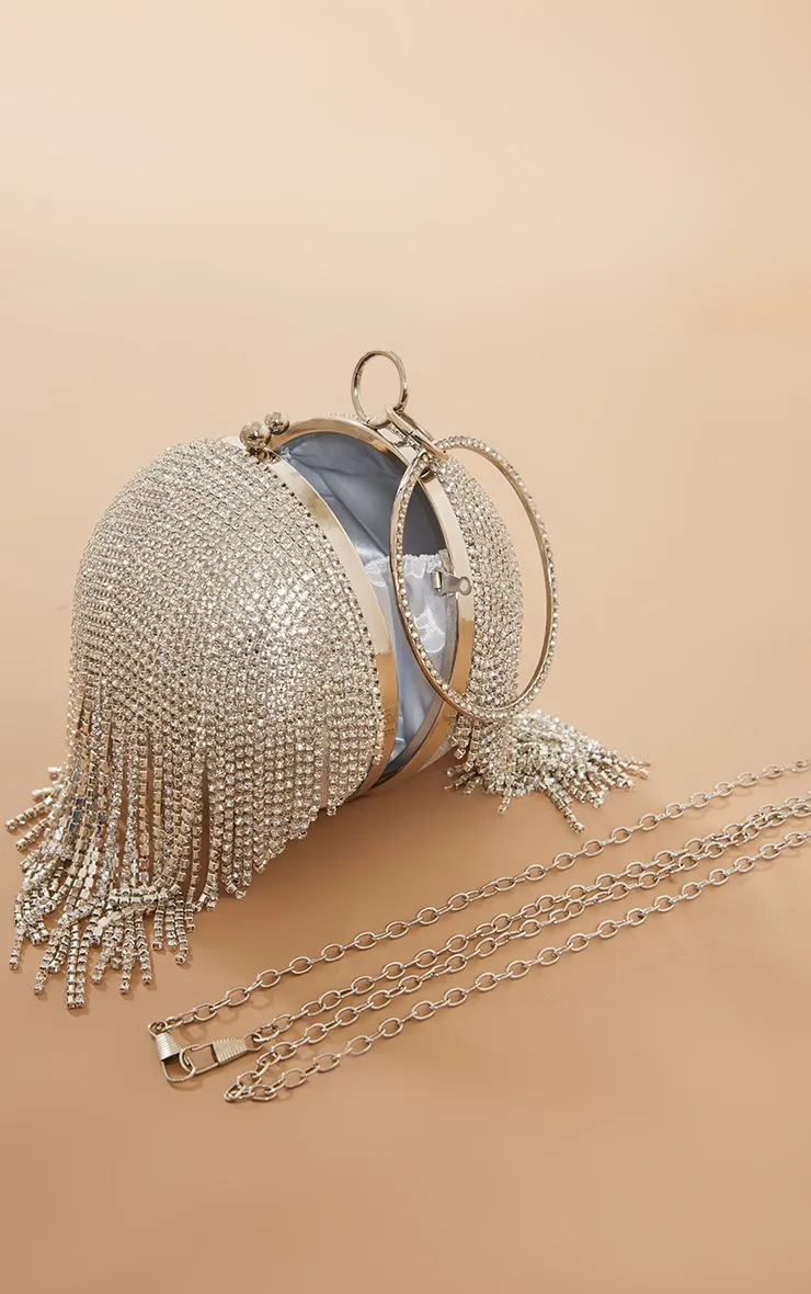 Silver Diamante Tassel Sphere Clutch sold by Pretty Little Thing product image thumbnail 3