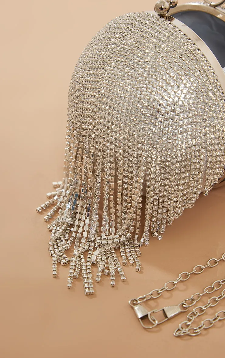 Silver Diamante Tassel Sphere Clutch sold by Pretty Little Thing product image thumbnail 4