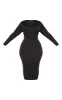 Plus Black Jersey V Neck Long Sleeve Midi Dress sold by Pretty Little Thing