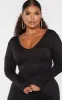 Plus Black Jersey V Neck Long Sleeve Midi Dress sold by Pretty Little Thing