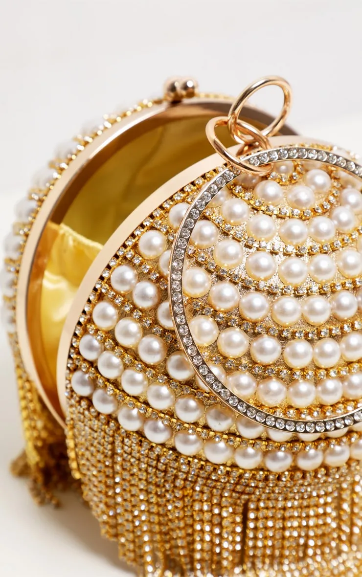Gold Diamante And Pearl Large Sphere Bag sold by Pretty Little Thing product image thumbnail 4