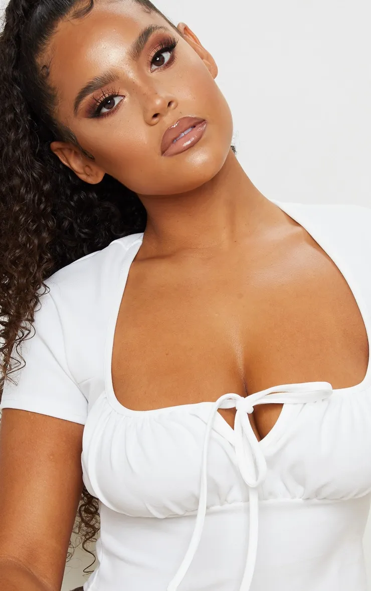 White Tie Front Crop Top sold by Pretty Little Thing product image thumbnail 4