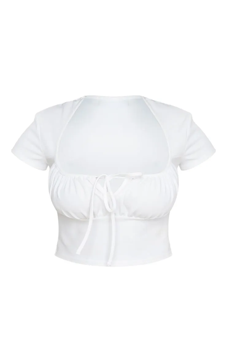White Tie Front Crop Top sold by Pretty Little Thing product image thumbnail 5