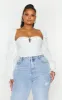 Plus White Puff Sleeve Bardot  Crop Top sold by Pretty Little Thing