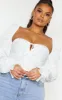 Plus White Puff Sleeve Bardot  Crop Top sold by Pretty Little Thing