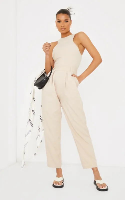 Stone Racer Back Pocket Detail Jumpsuit sold by Pretty Little Thing