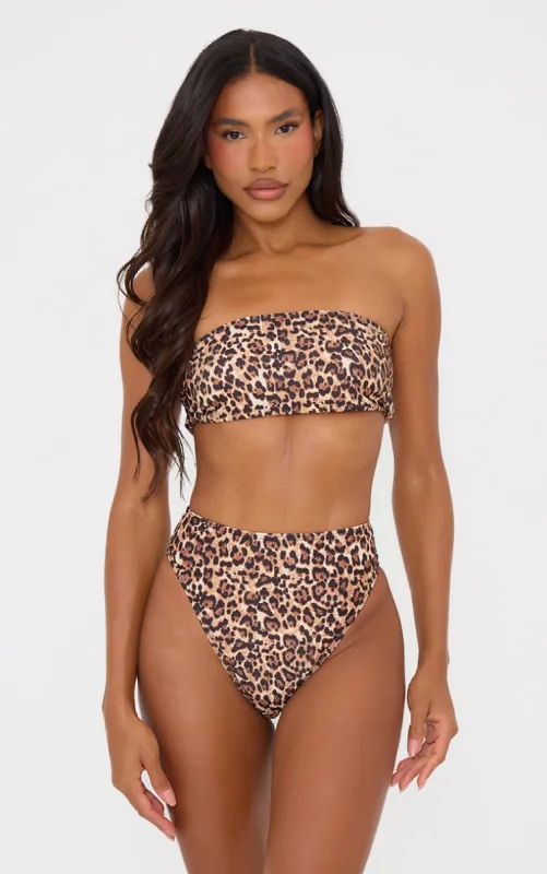 Leopard Bandeau Mix & Match Bikini Top sold by Pretty Little Thing