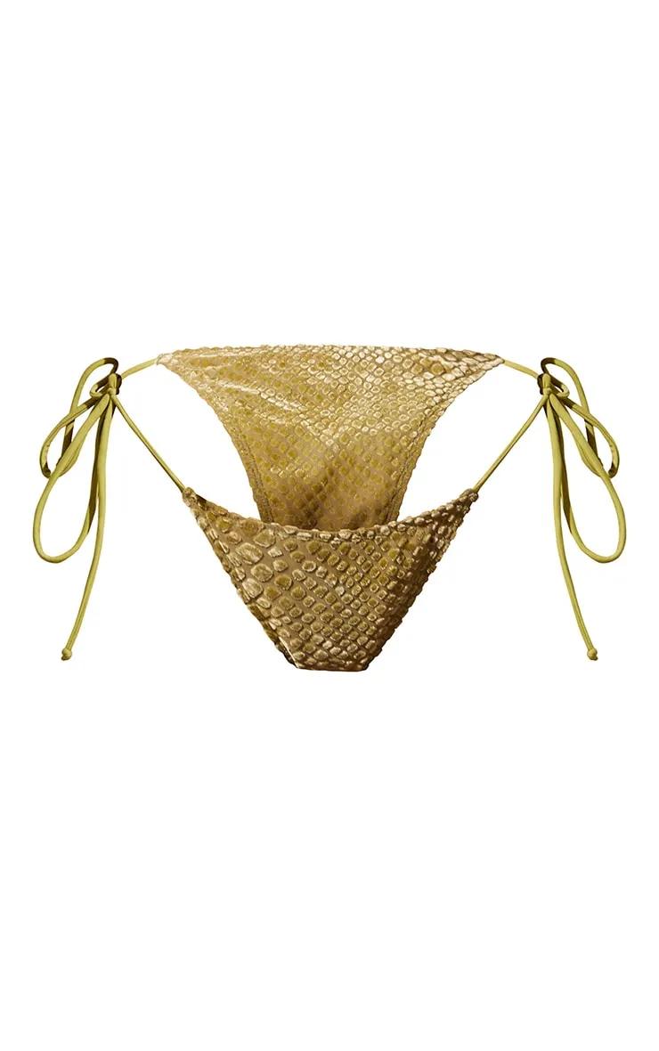 Olive Devore Tie Side Bikini Bottoms sold by Pretty Little Thing product image thumbnail 5