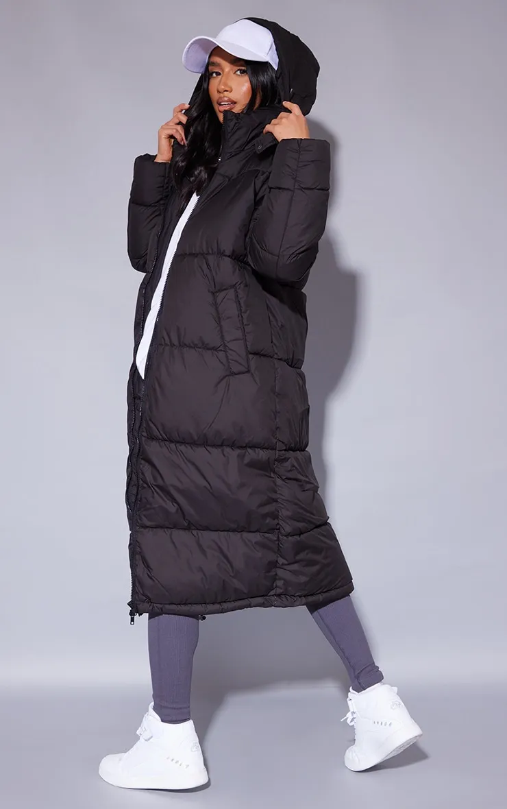 Petite Black Long Puffer Coat sold by Pretty Little Thing product image thumbnail 2