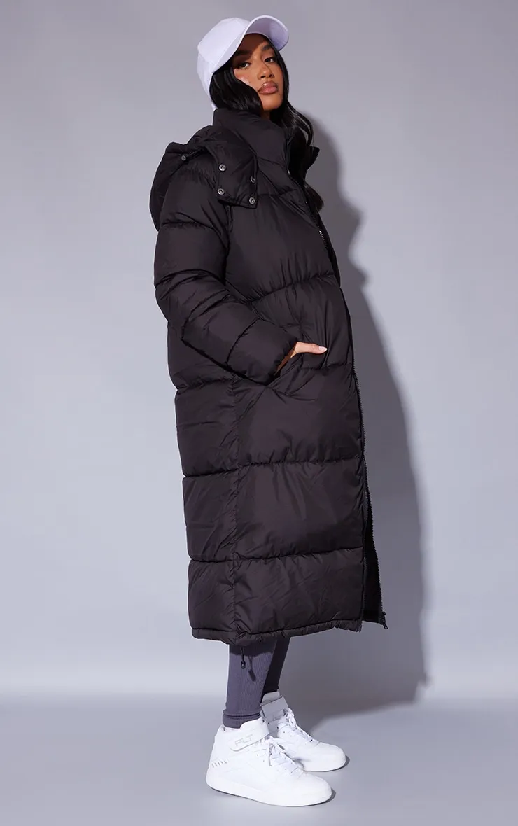 Petite Black Long Puffer Coat sold by Pretty Little Thing product image thumbnail 5