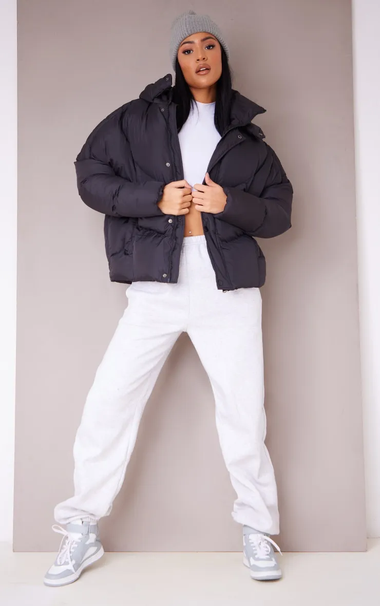 Tall Black Oversized Curved Panel Wadded Puffer Jacket sold by Pretty Little Thing product image thumbnail 3