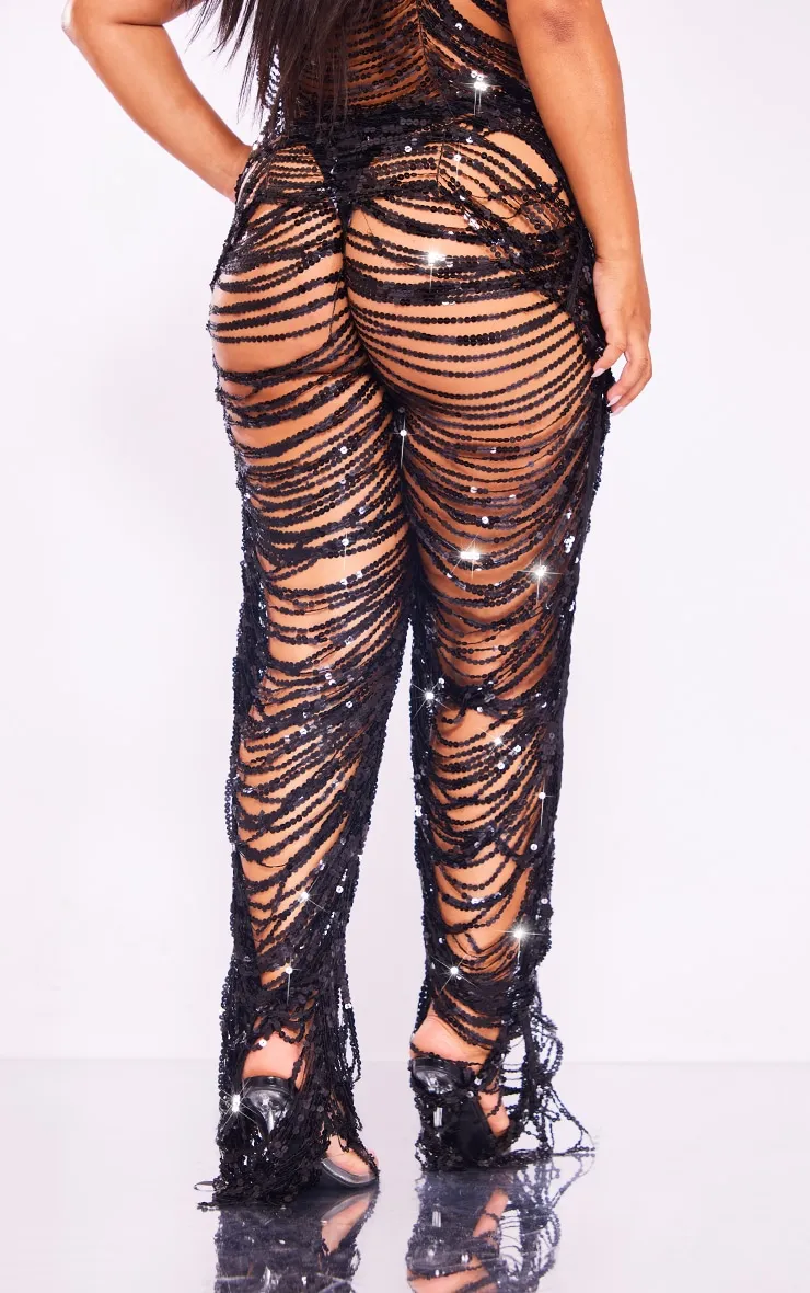 Premium Plus Black Sequin Low Rise Trousers sold by Pretty Little Thing product image thumbnail 3