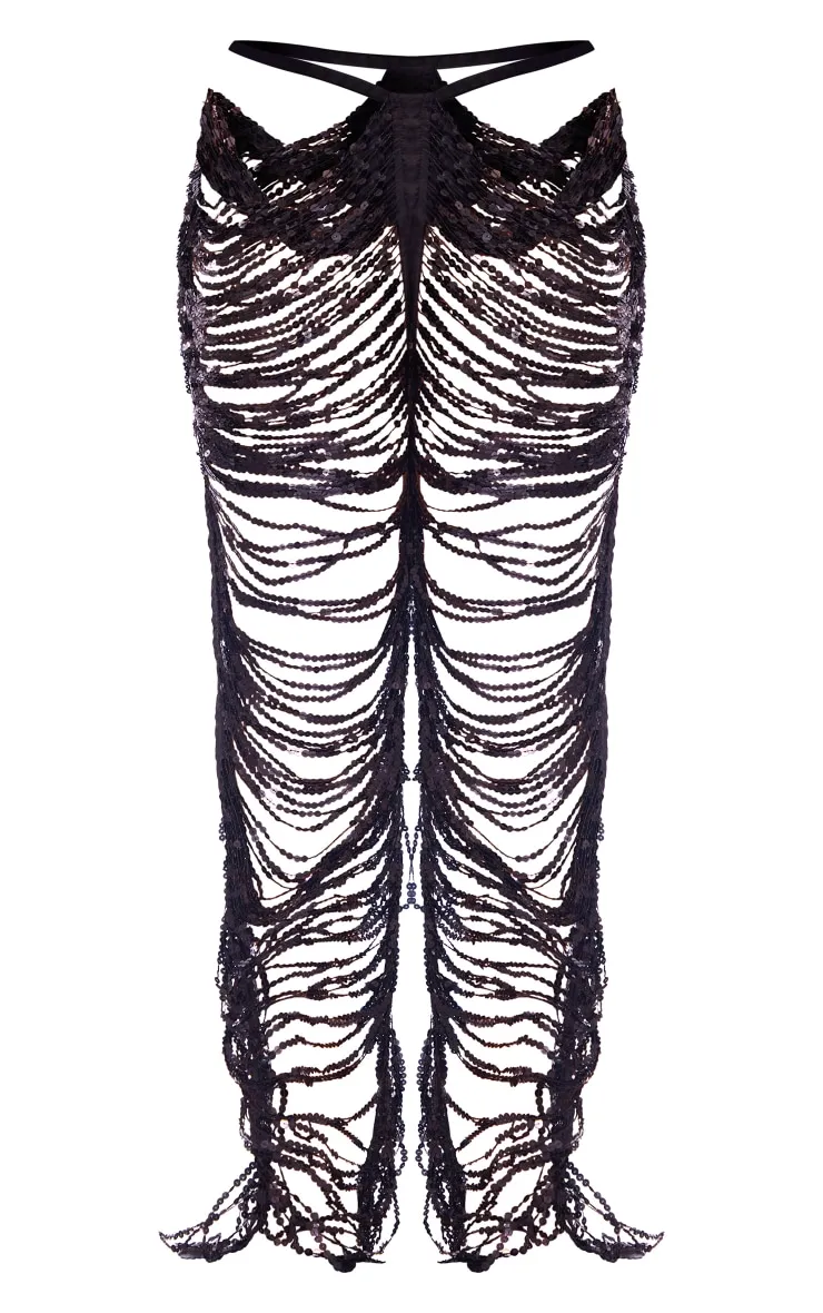 Premium Plus Black Sequin Low Rise Trousers sold by Pretty Little Thing product image thumbnail 5