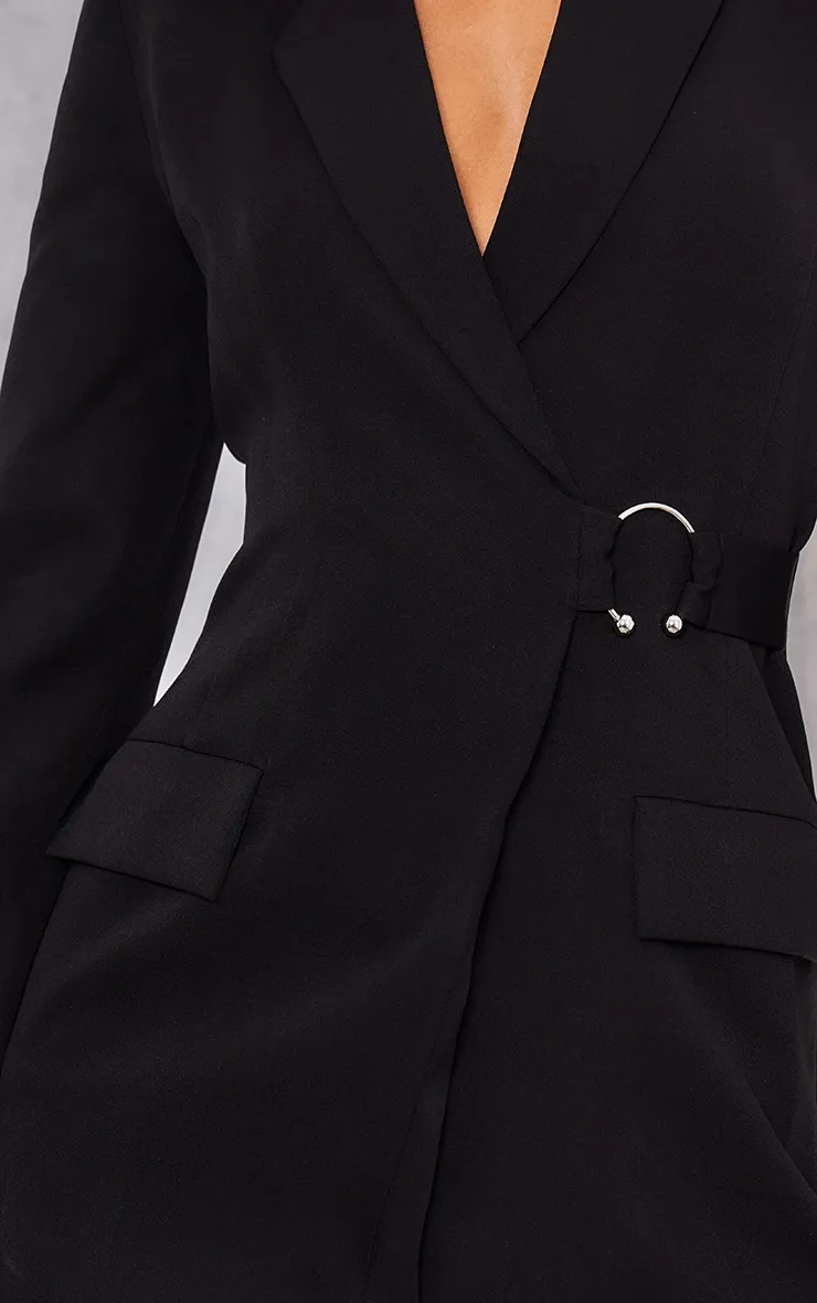 Black Ring Detail Wrap Blazer Dress sold by Pretty Little Thing product image thumbnail 4